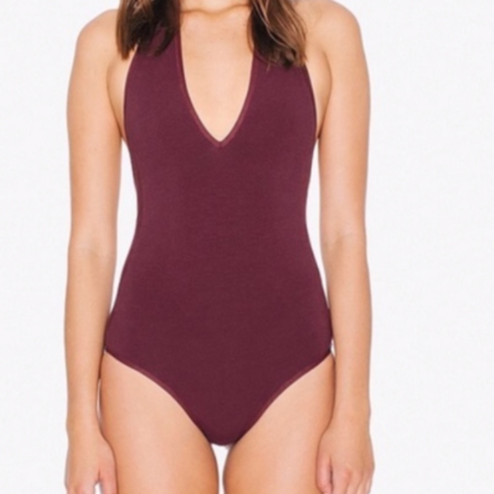 American Apparel Bodysuit-Burgundy Halter
